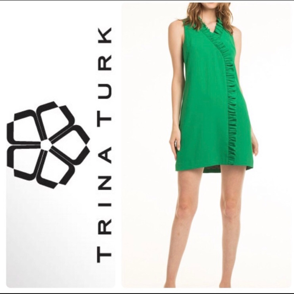 Trina Turk Crepe Ruffle Faux Wrap Dress